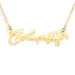 I Heart Columbus Necklace - High Quality, Hand Lettered, Calligraphy, City Necklace - Featuring a Dainty Heart and Your Favorite City - Available in Gold and Silver - Made in USA - Brevity Jewelry