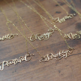 I Heart... Necklace - High Quality, Hand Lettered, Calligraphy, City Necklace - Featuring a Dainty Heart and Your Favorite City - Seattle, Portland, Chicago, Austin, San Francisco, New York, Brooklyn - Available in Gold and Silver - Made in USA - Brevity Jewelry