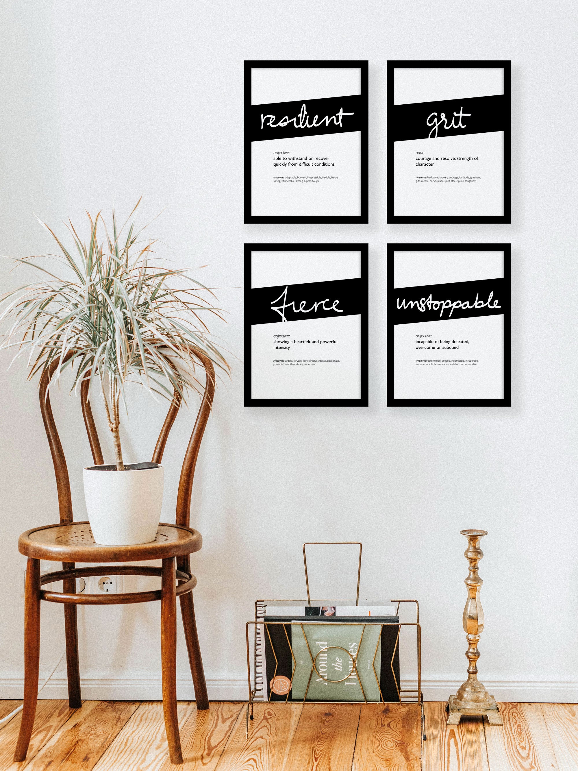 Framed Black Fierce Print With Word Definition - High Quality, Affordable, Hand Written, Empowering, Self Love, Mantra Word Print. Archival-Quality, Matte Giclée Print - Brevity Jewelry