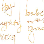Make Your Own Word Necklace - High Quality, Affordable, Hand Written, Empowering, Self Love, Mantra Word Necklace - Available in Gold and Silver - Small and Large Sizes - Made in USA - Brevity Jewelry