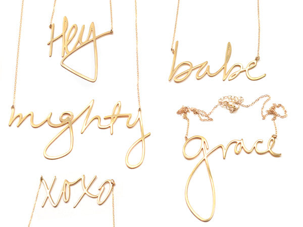 Make Your Own Word Necklace - High Quality, Affordable, Hand Written, Empowering, Self Love, Mantra Word Necklace - Available in Gold and Silver - Small and Large Sizes - Made in USA - Brevity Jewelry