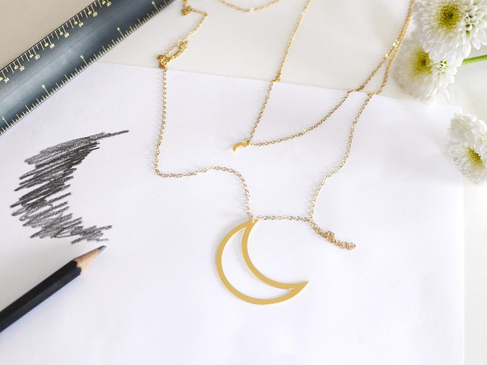 Pair of Crescent Necklaces - High Quality, Affordable Necklace - Available in Gold and Silver - Made in USA - Brevity Jewelry