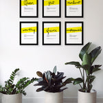 Framed Yellow Queen Print With Word Definition - High Quality, Affordable, Hand Written, Empowering, Self Love, Mantra Word Print. Archival-Quality, Matte Giclée Print - Brevity Jewelry