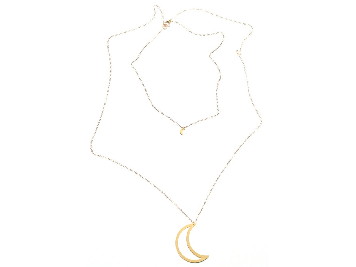 Pair of Crescent Necklaces - High Quality, Affordable Necklace - Available in Gold and Silver - Made in USA - Brevity Jewelry