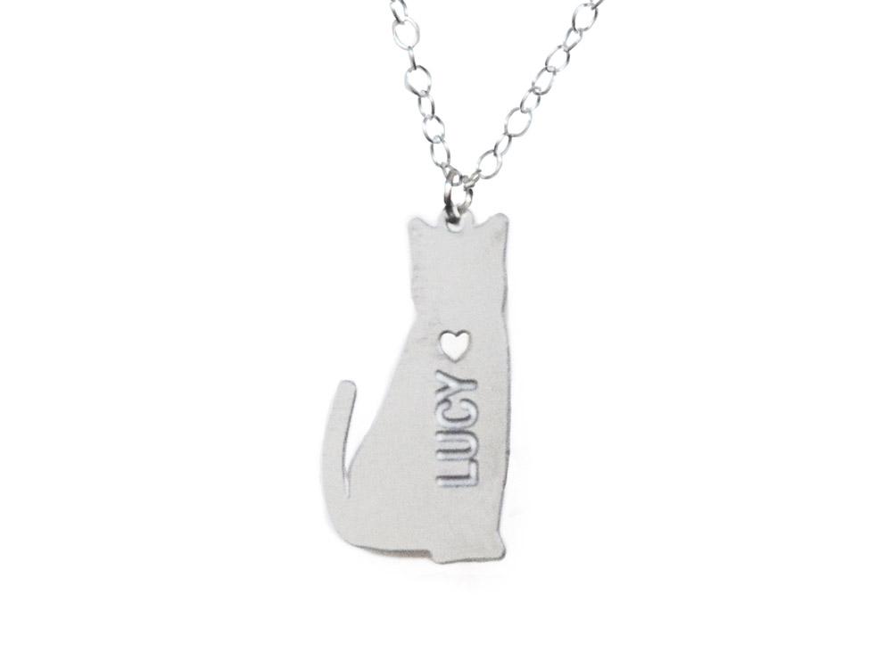 Custom Cat Love Necklace - Your Pet's Name On A Necklace - High Quality, Affordable, Personalized Necklace - Available in Gold and Silver - Made in USA - Brevity Jewelry - The Pefect Gift