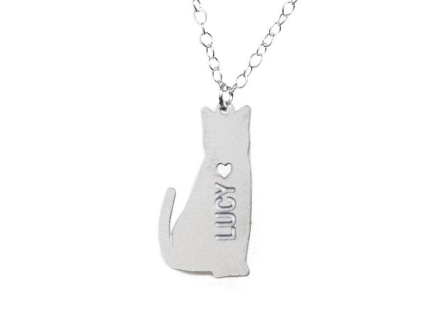 Custom Cat Love Necklace - Your Pet's Name On A Necklace - High Quality, Affordable, Personalized Necklace - Available in Gold and Silver - Made in USA - Brevity Jewelry - The Pefect Gift