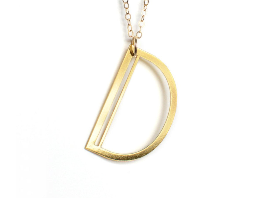 D Letter Necklace - Art Deco Typography Style - High Quality, Affordable, Self Love, Initial Charm Necklace - Available in Gold and Silver - Made in USA - Brevity Jewelry
