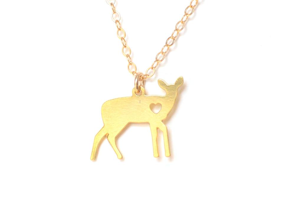 Deer Love Necklace - Animal Love - High Quality, Affordable Necklace - Available in Gold and Silver - Made in USA - Brevity Jewelry