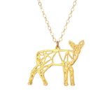 Deer Necklace - Wireframe Origami - High Quality, Affordable Necklace - Available in Gold and Silver - Made in USA - Brevity Jewelry
