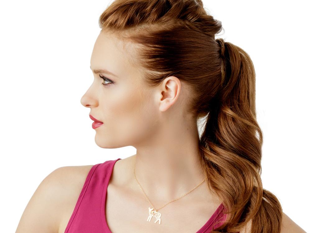 Deer Necklace - Wireframe Origami - High Quality, Affordable Necklace - Available in Gold and Silver - Made in USA - Brevity Jewelry