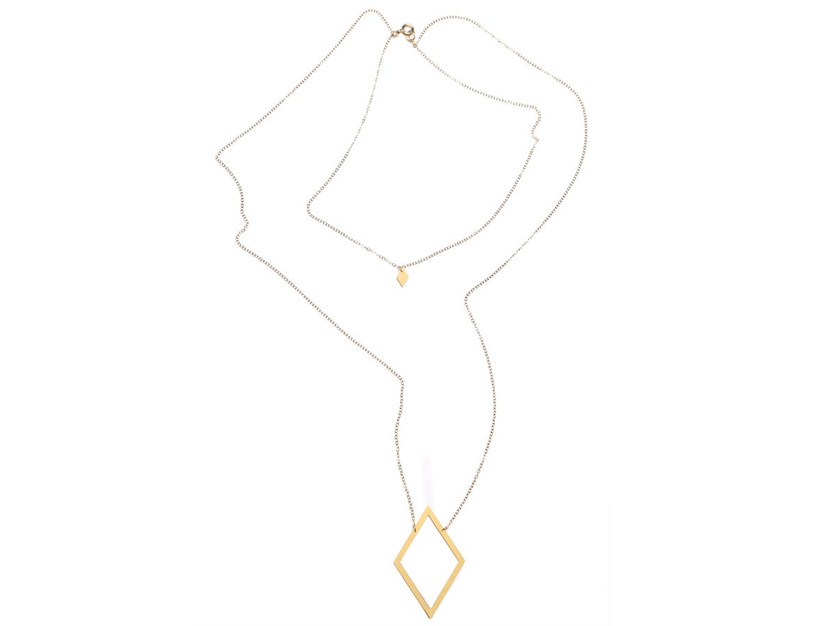 Pair of Diamonds Necklace - High Quality, Affordable Necklace - Available in Gold and Silver - Made in USA - Brevity Jewelry