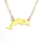 Dolphin Love Necklace - Animal Love - High Quality, Affordable Necklace - Available in Gold and Silver - Made in USA - Brevity Jewelry