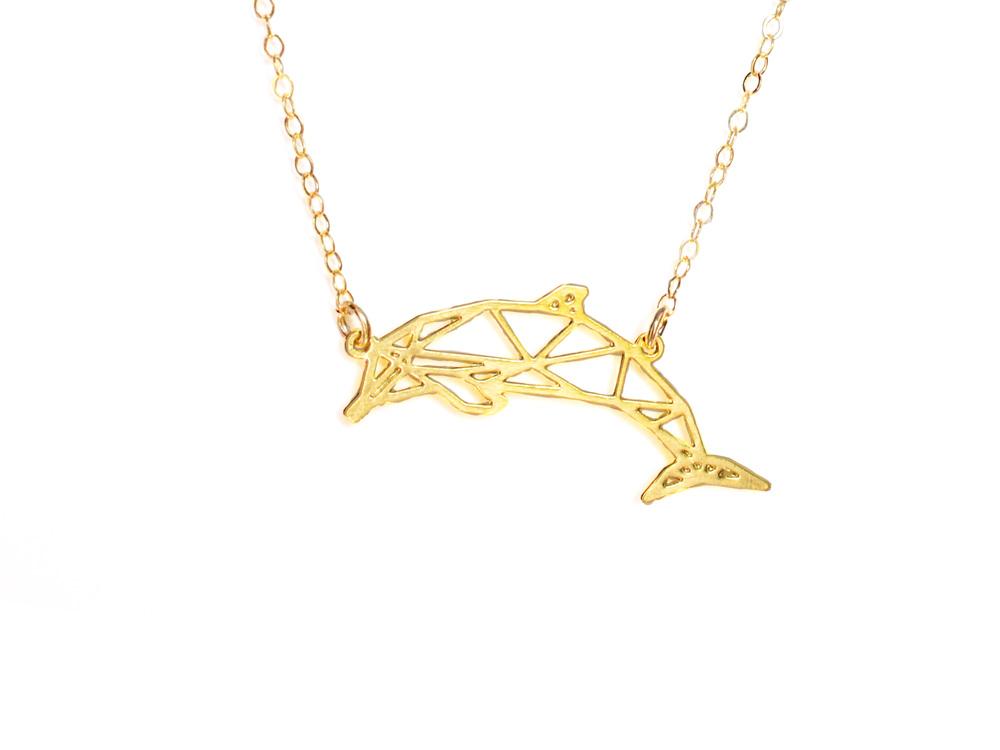 Dolphin Necklace - Wireframe Origami - High Quality, Affordable Necklace - Available in Gold and Silver - Made in USA - Brevity Jewelry