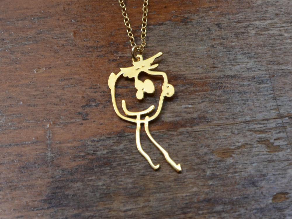 Custom Drawing Necklace - Turn Your Doodles Into A Necklace - Kid's Drawings - High Quality, Affordable, One-of-a-kind, Personalized Necklace - Available in Gold and Silver - Made in USA - Brevity Jewelry - The Pefect Gift