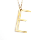 E Letter Necklace - Art Deco Typography Style - High Quality, Affordable, Self Love, Initial Charm Necklace - Available in Gold and Silver - Made in USA - Brevity Jewelry