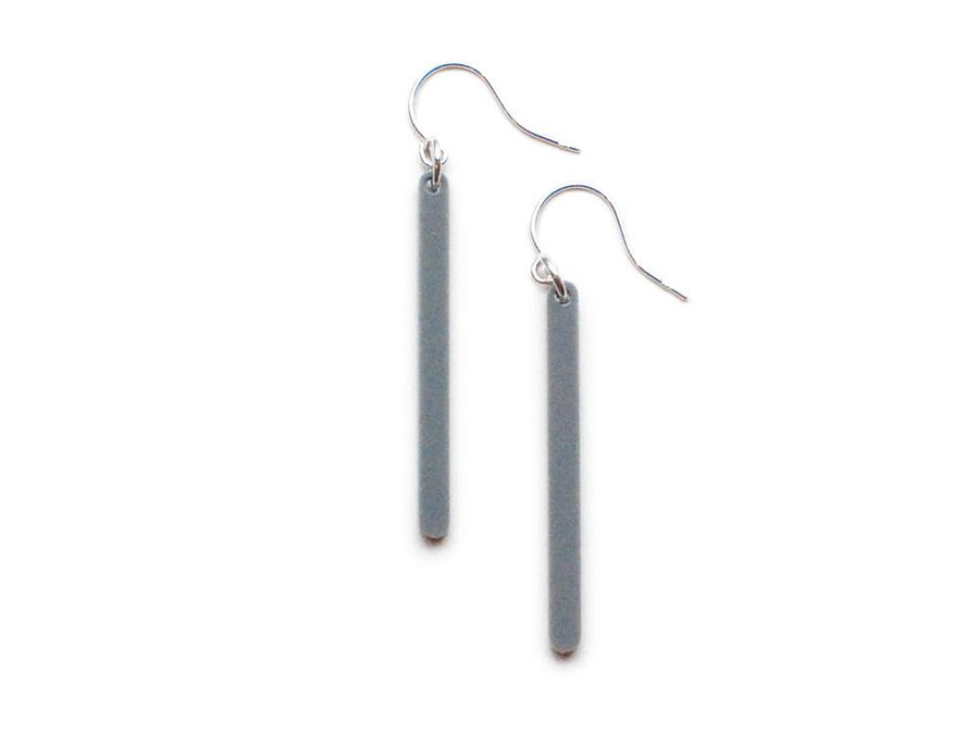 Bar Earrings - Affordable Acrylic Earrings - Yellow, Blue or Gray - Silver Chain - Made in USA - Brevity Jewelry
