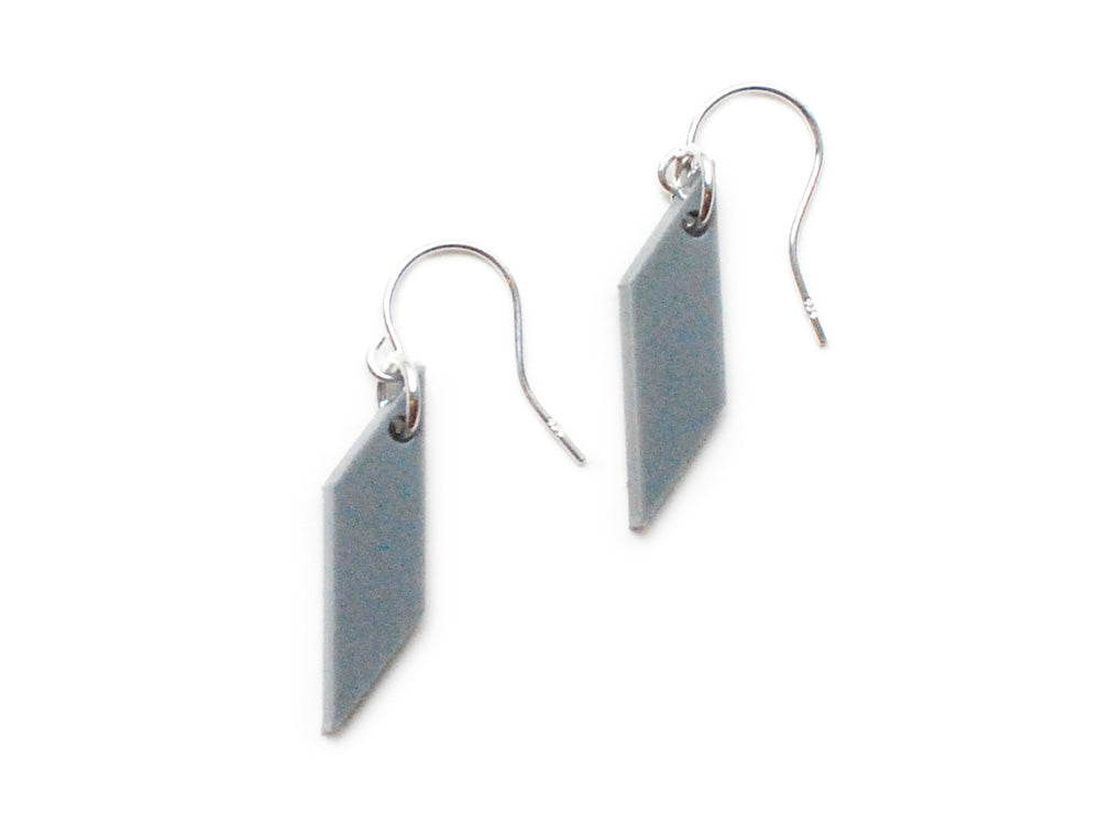 Rhombus Earrings - Affordable Acrylic Earrings - Yellow, Blue or Gray - Silver Chain - Made in USA - Brevity Jewelry