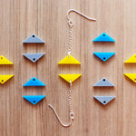 Triangle Earrings - Affordable Acrylic Earrings - Yellow, Blue or Gray - Silver Chain - Made in USA - Brevity Jewelry