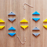 Triangle Earrings - Affordable Acrylic Earrings - Yellow, Blue or Gray - Silver Chain - Made in USA - Brevity Jewelry