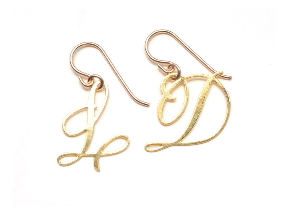 Initial Earrings - Handwritten By A Calligrapher - High Quality, Affordable, Self Love, Initial Letter Earrings - Available in Gold and Silver - Made in USA - Brevity Jewelry