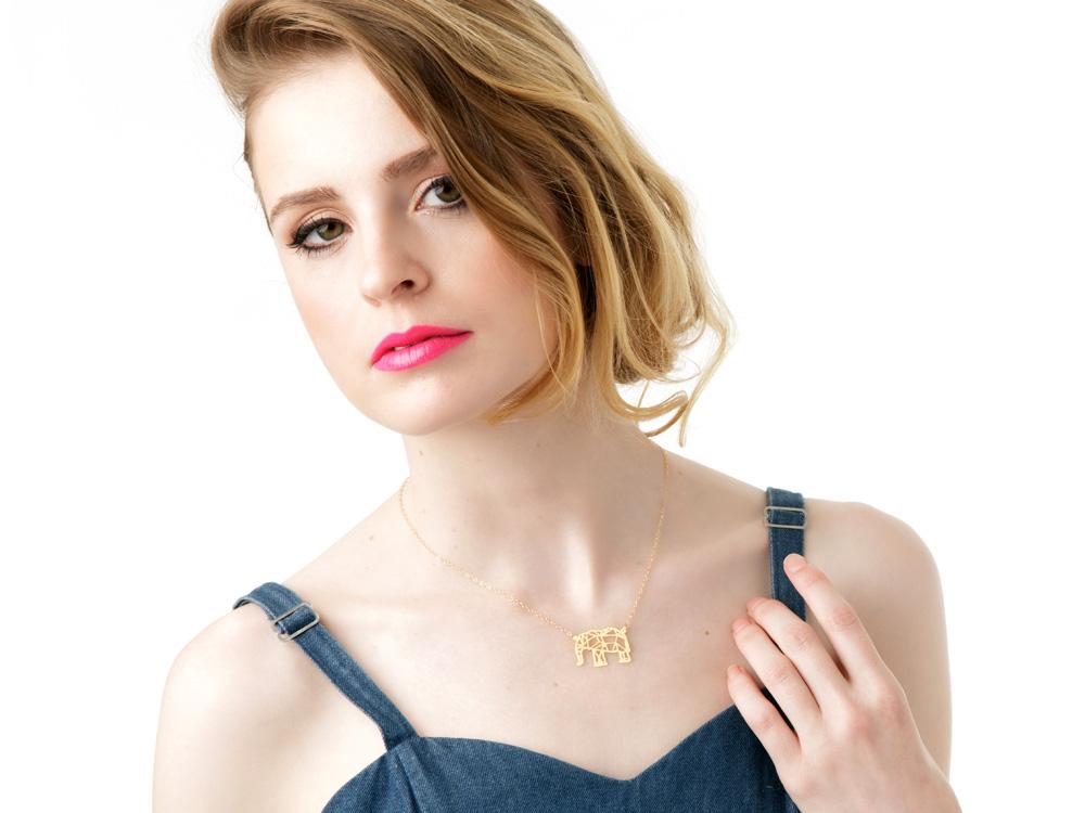 Elephant Necklace - Wireframe Origami - High Quality, Affordable Necklace - Available in Gold and Silver - Made in USA - Brevity Jewelry