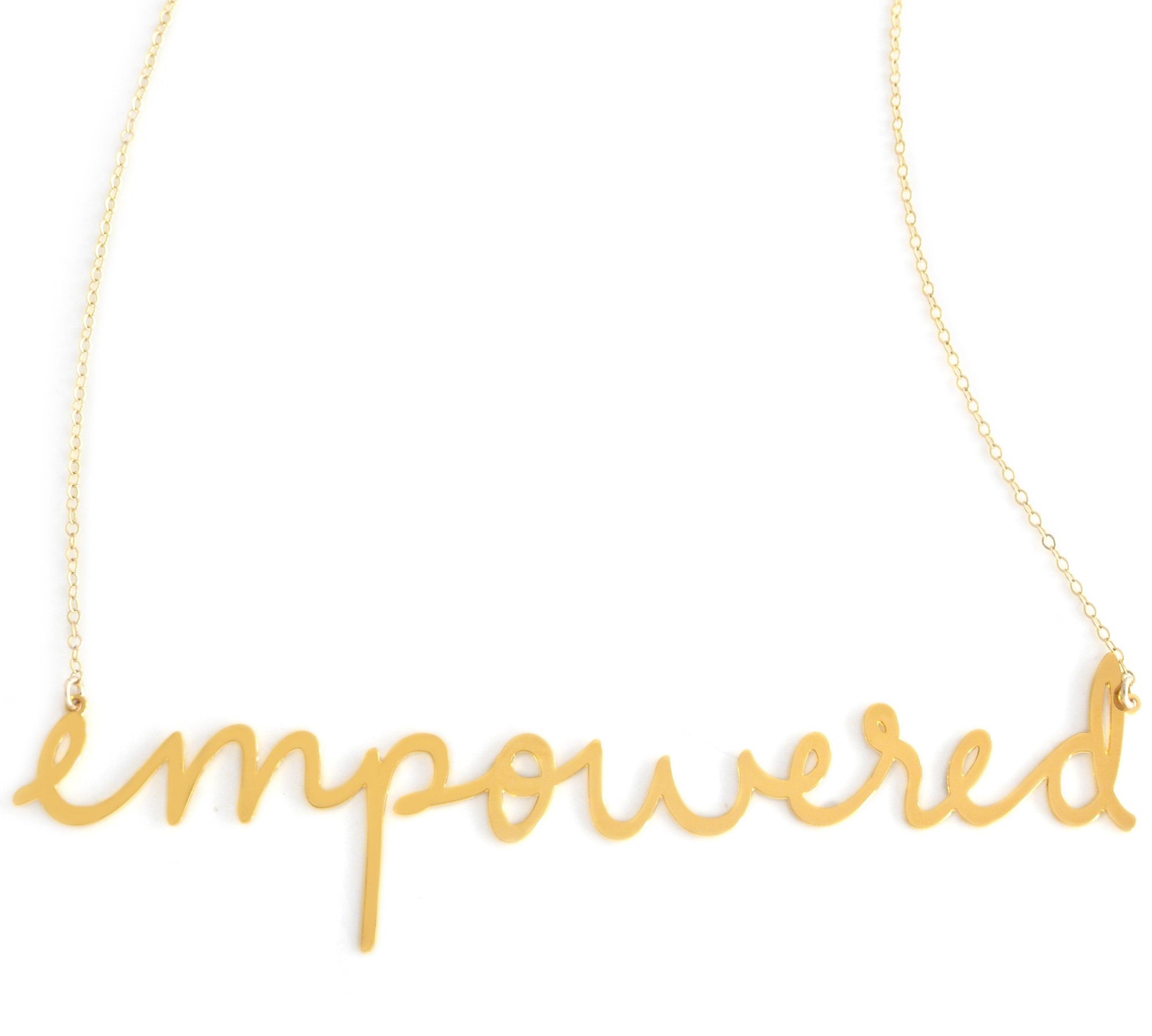 Empowered Necklace - High Quality, Affordable, Hand Written, Empowering, Self Love, Mantra Word Necklace - Available in Gold and Silver - Small and Large Sizes - Made in USA - Brevity Jewelry