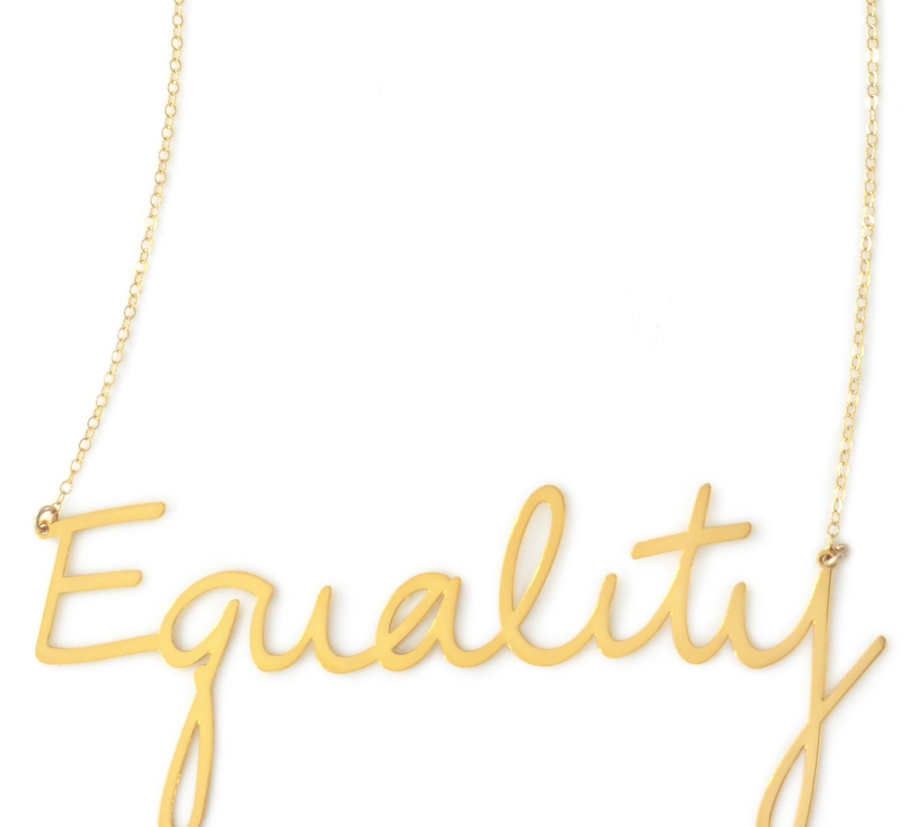 Equality Necklace - High Quality, Affordable, Hand Written, Empowering, Self Love, Mantra Word Necklace - Available in Gold and Silver - Small and Large Sizes - Made in USA - Brevity Jewelry