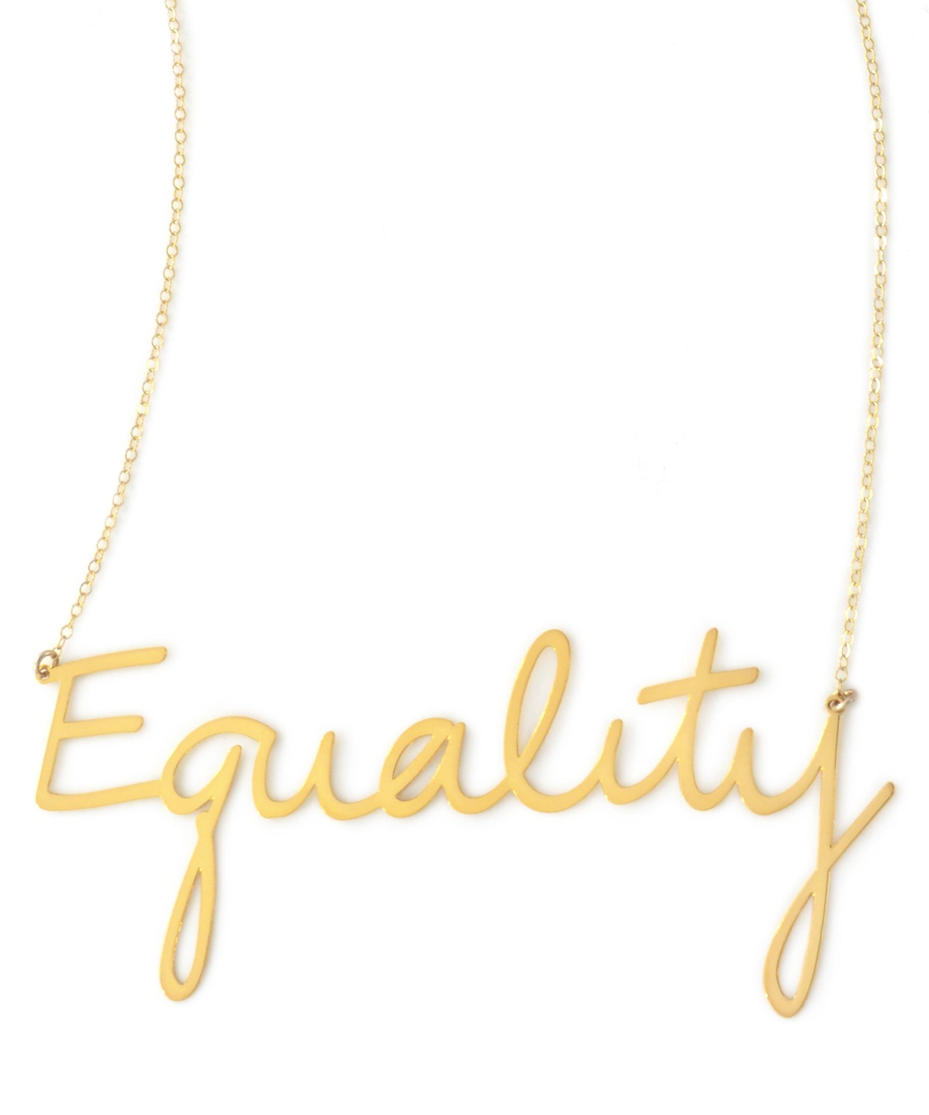 Equality Necklace - High Quality, Affordable, Hand Written, Empowering, Self Love, Mantra Word Necklace - Available in Gold and Silver - Small and Large Sizes - Made in USA - Brevity Jewelry