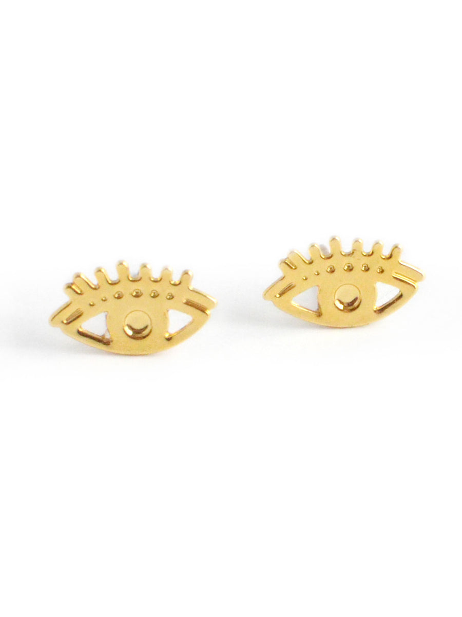 Mini Eye Earrings - High Quality, Affordable Earrings - Available in Gold and Silver - Made in USA - Brevity Jewelry