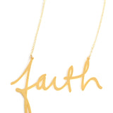 Faith Necklace - High Quality, Affordable, Hand Written, Self Love, Mantra Word Necklace - Available in Gold and Silver - Small and Large Sizes - Made in USA - Brevity Jewelry