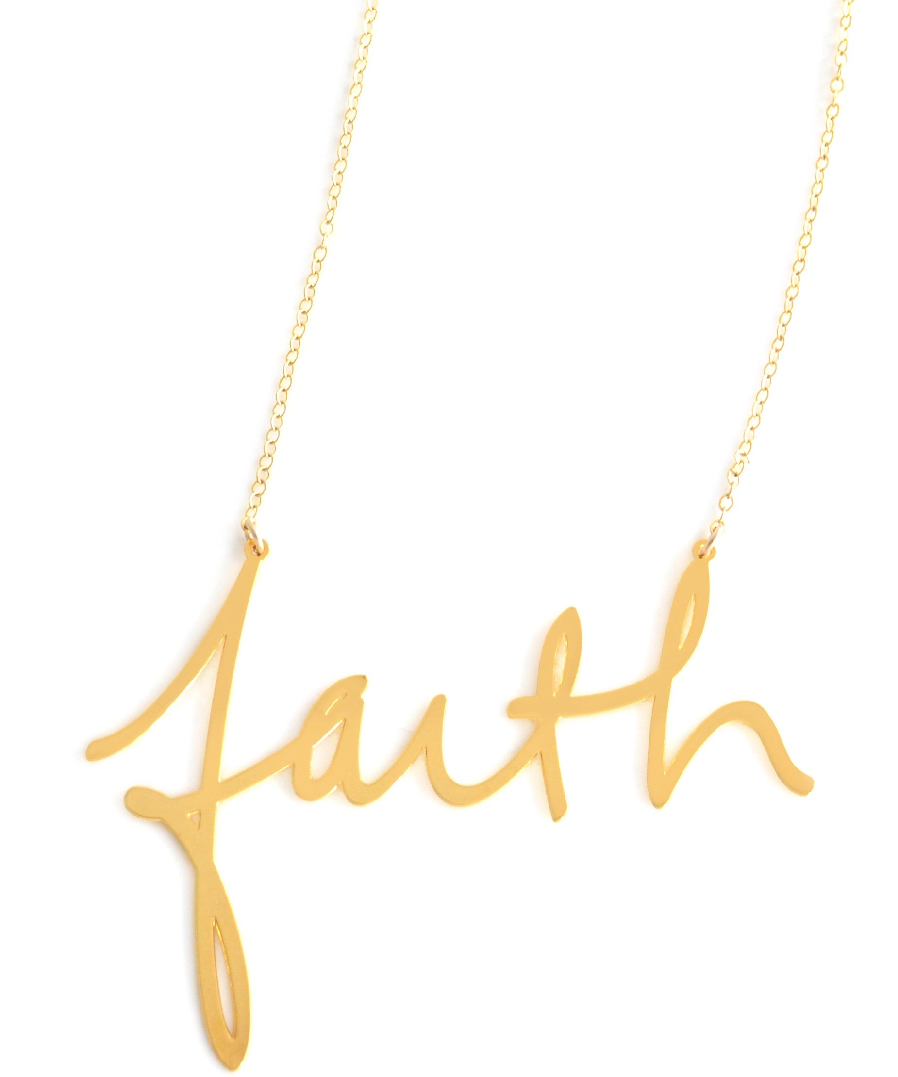 Faith Necklace - High Quality, Affordable, Hand Written, Self Love, Mantra Word Necklace - Available in Gold and Silver - Small and Large Sizes - Made in USA - Brevity Jewelry