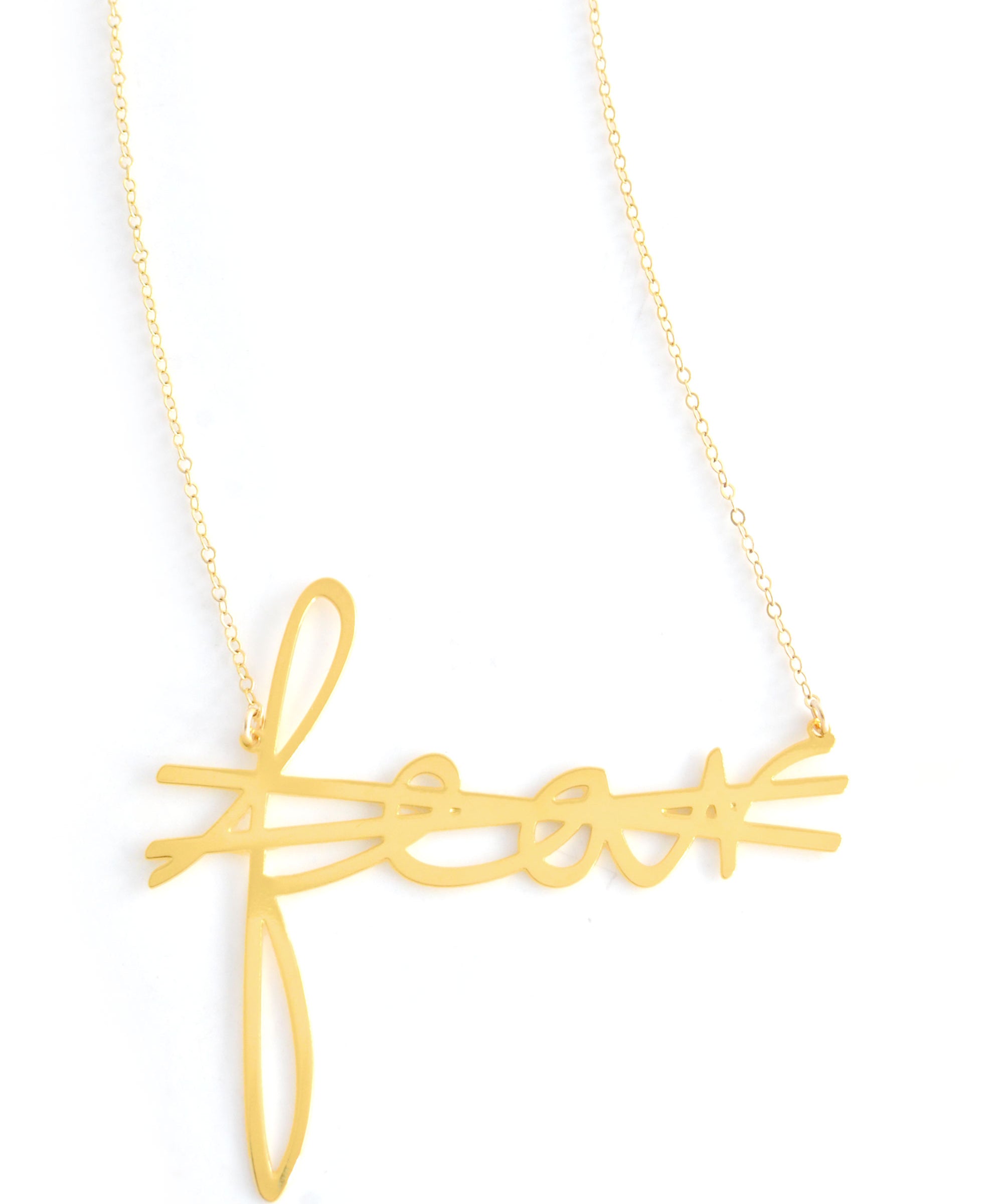 No More Fear Necklace - High Quality, Affordable, Hand Written, Empowering, Self Love, Mantra Word Necklace - Available in Gold and Silver - Small and Large Sizes - Made in USA - Brevity Jewelry