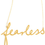 Fearless Necklace - High Quality, Affordable, Hand Written, Empowering, Self Love, Mantra Word Necklace - Available in Gold and Silver - Small and Large Sizes - Made in USA - Brevity Jewelry