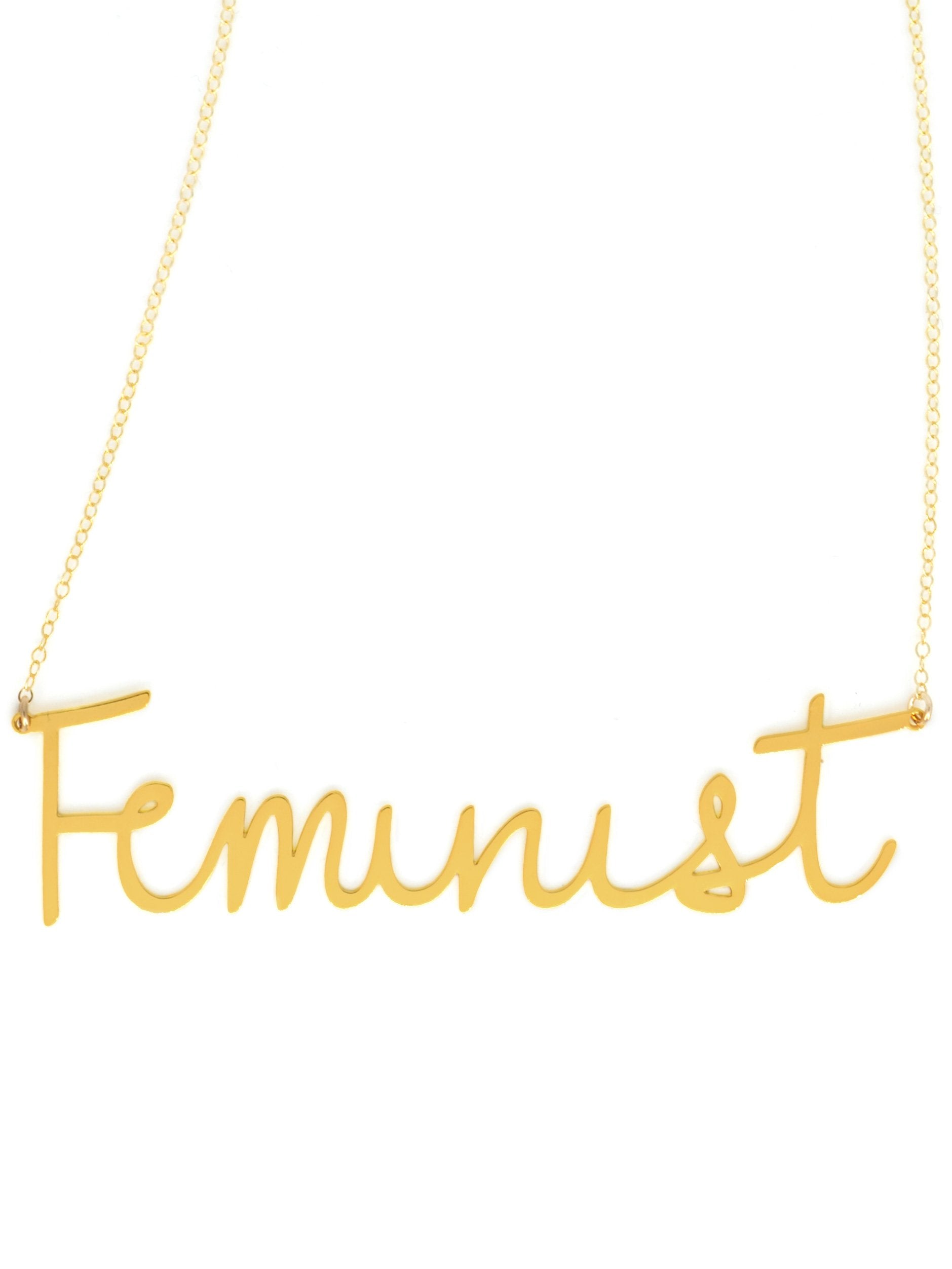 Feminist Necklace - High Quality, Affordable, Hand Written, Empowering, Self Love, Mantra Word Necklace - Available in Gold and Silver - Small and Large Sizes - Made in USA - Brevity Jewelry