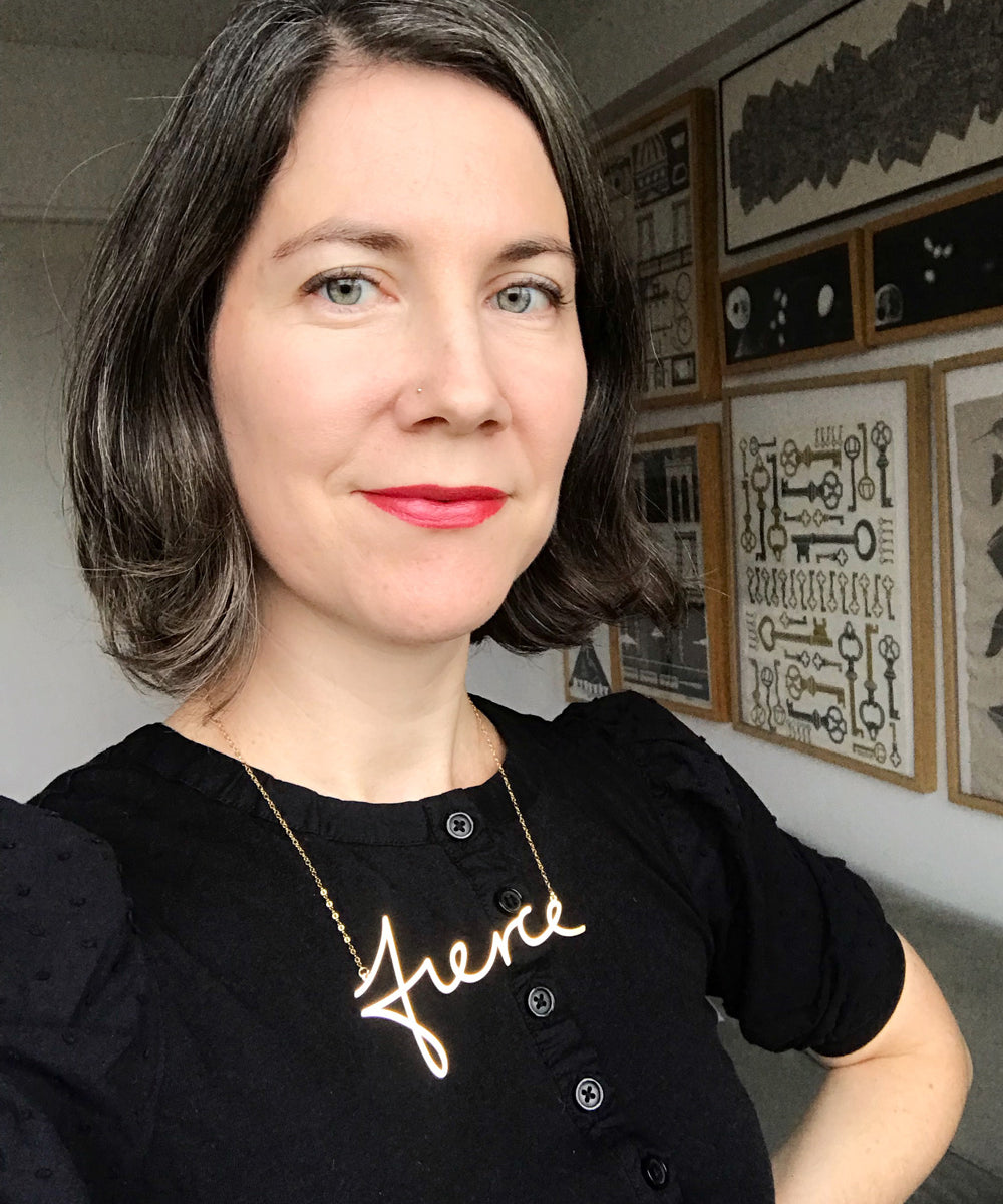 Fierce Necklace - High Quality, Affordable, Hand Written, Empowering, Self Love, Mantra Word Necklace - Available in Gold and Silver - Small and Large Sizes - Made in USA - Brevity Jewelry