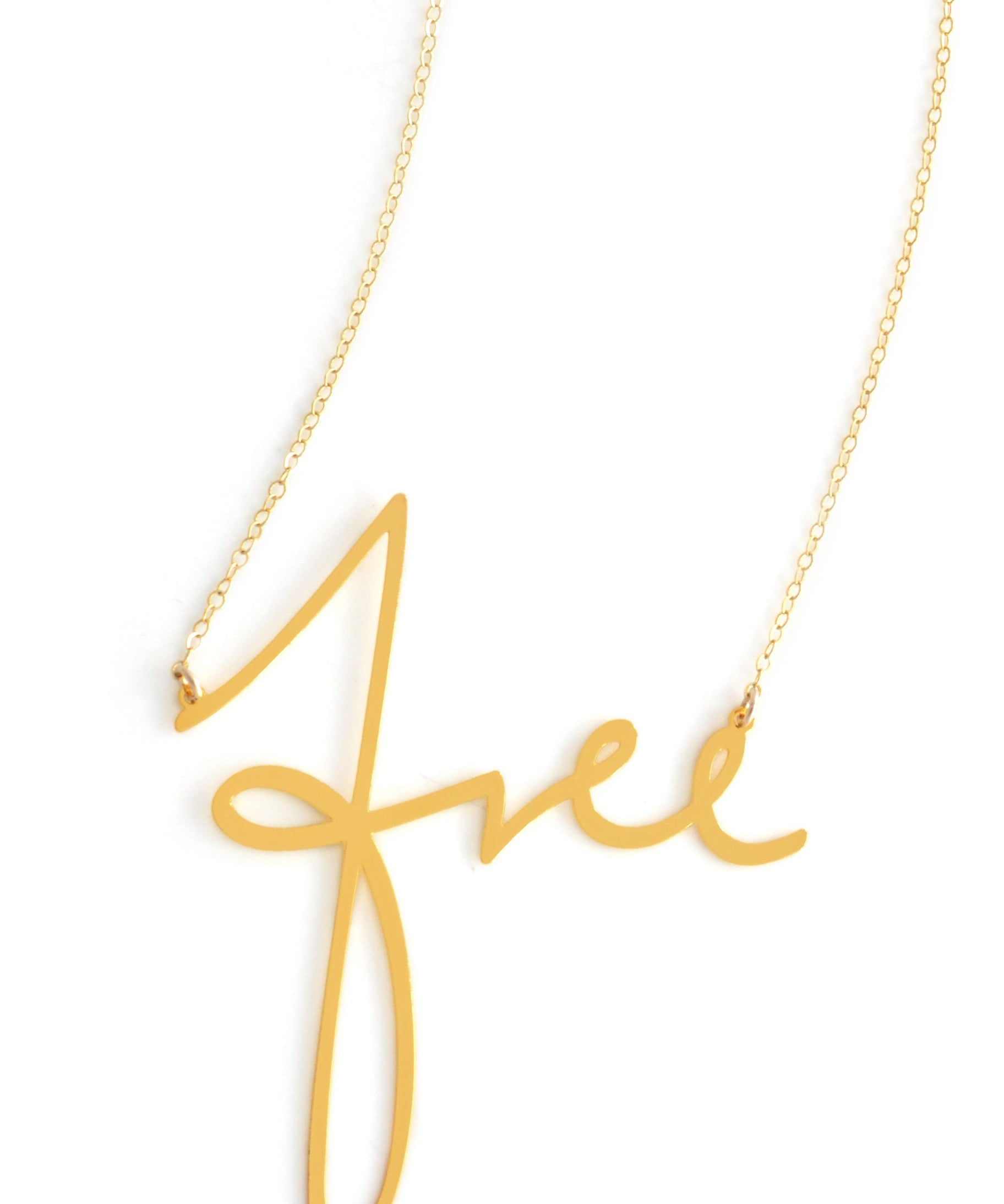 Free Necklace - High Quality, Affordable, Hand Written, Self Love, Mantra Word Necklace - Available in Gold and Silver - Small and Large Sizes - Made in USA - Brevity Jewelry