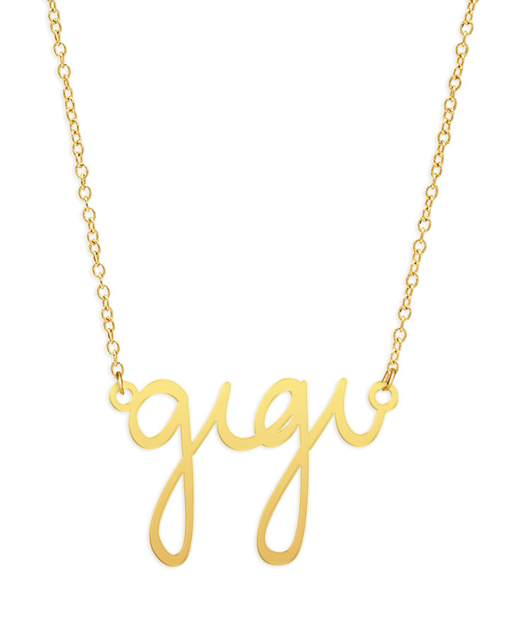 Gigi Necklace - High Quality, Affordable, Hand Written, Self Love Word Necklace - Available in Gold and Silver - Made in USA - Brevity Jewelry - Gift for Grandma.