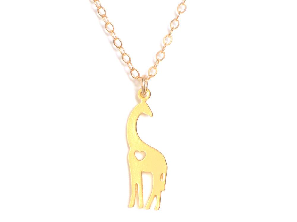 Giraffe Love Necklace - Animal Love - High Quality, Affordable Necklace - Available in Gold and Silver - Made in USA - Brevity Jewelry