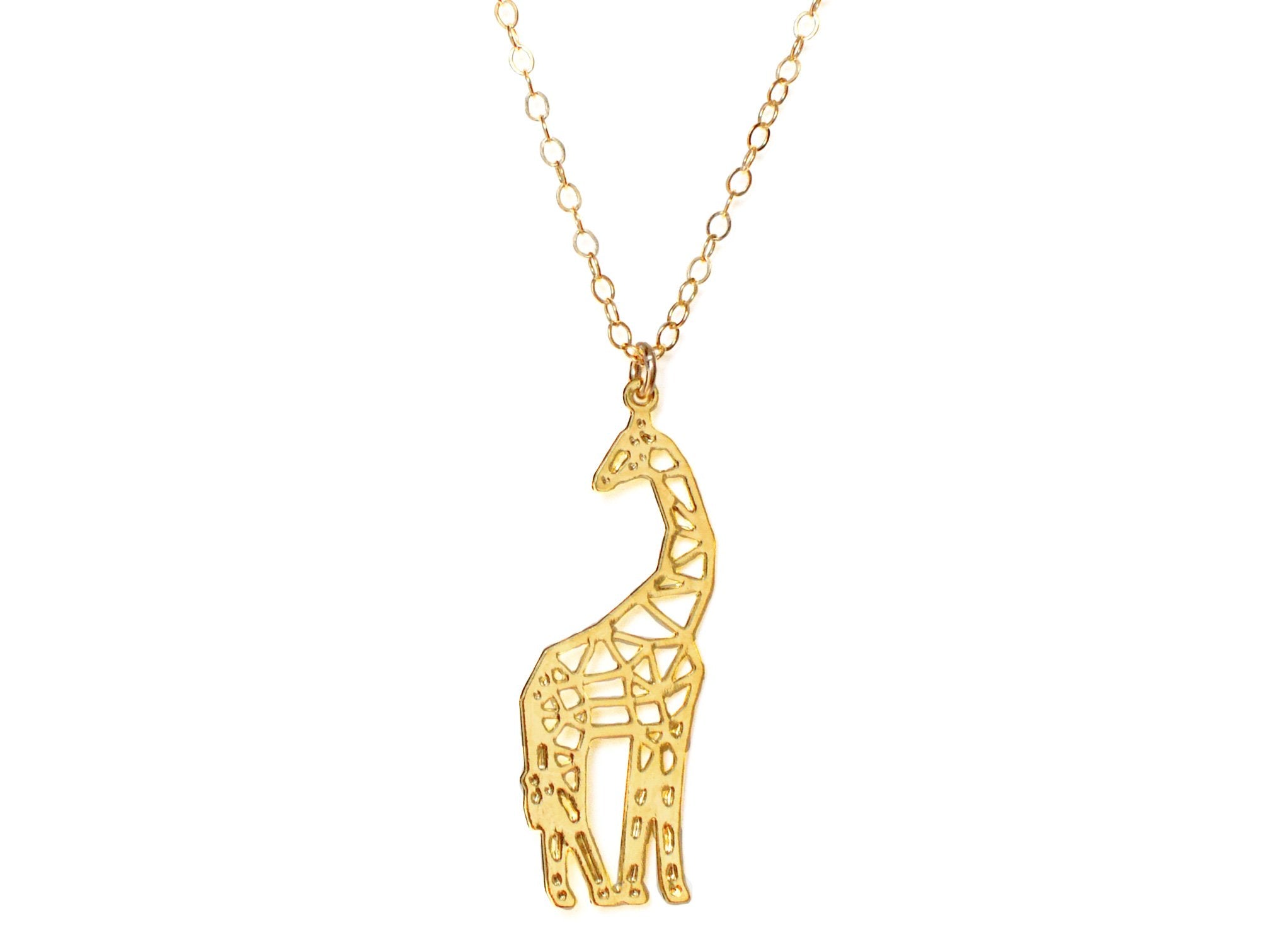 Giraffe Necklace - Wireframe Origami - High Quality, Affordable Necklace - Available in Gold and Silver - Made in USA - Brevity Jewelry
