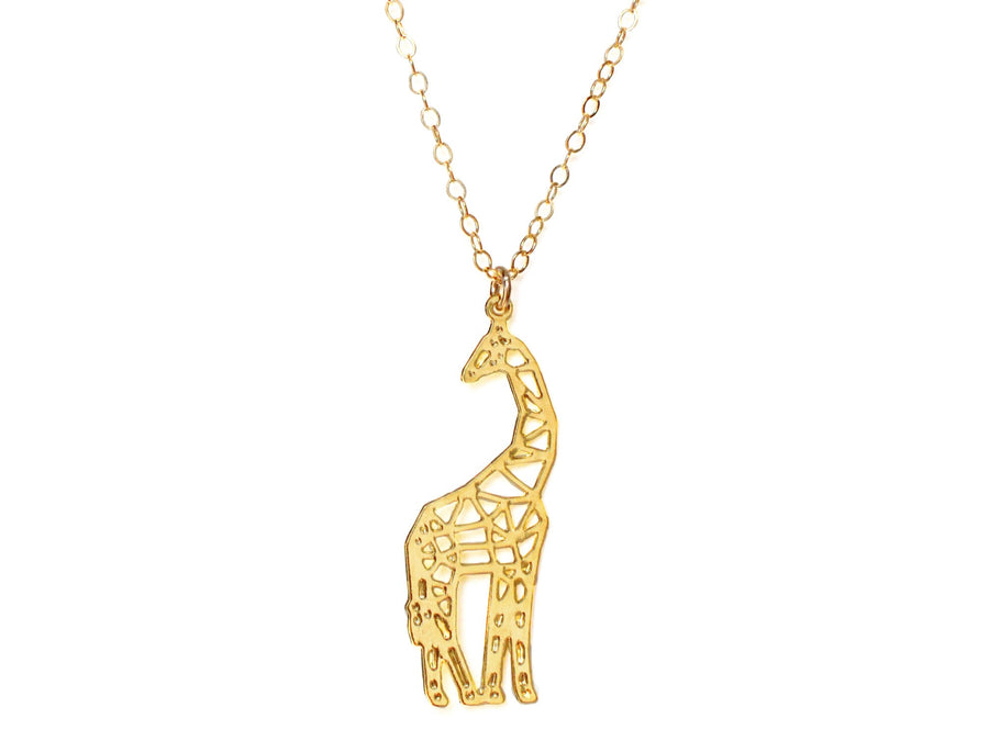 Giraffe Necklace - Wireframe Origami - High Quality, Affordable Necklace - Available in Gold and Silver - Made in USA - Brevity Jewelry