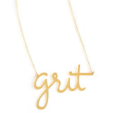 Grit Necklace - High Quality, Affordable, Hand Written, Empowering, Self Love, Mantra Word Necklace - Available in Gold and Silver - Small and Large Sizes - Made in USA - Brevity Jewelry