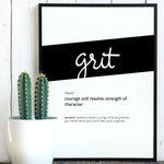 Framed Black Grit Print With Word Definition - High Quality, Affordable, Hand Written, Empowering, Self Love, Mantra Word Print. Archival-Quality, Matte Giclée Print - Brevity Jewelry