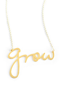 Grow Necklace - High Quality, Affordable, Hand Written, Self Love, Mantra Word Necklace - Available in Gold and Silver - Small and Large Sizes - Made in USA - Brevity Jewelry