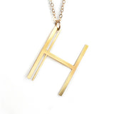 H Letter Necklace - Art Deco Typography Style - High Quality, Affordable, Self Love, Initial Charm Necklace - Available in Gold and Silver - Made in USA - Brevity Jewelry