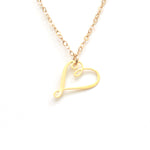 Heart Necklace - Hand Drawn By a Calligrapher - High Quality, Affordable Necklace - Available in Gold and Silver - Made in USA - Brevity Jewelry