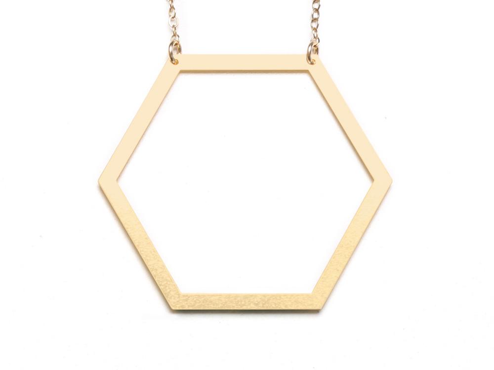 Large Hexagon Necklace - High Quality, Affordable Necklace - Available in Gold and Silver - Made in USA - Brevity Jewelry