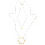 Pair of Hexagons Necklace - High Quality, Affordable Necklace - Available in Gold and Silver - Made in USA - Brevity Jewelry