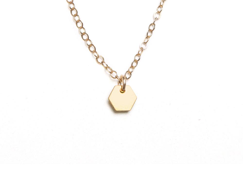 Small Hexagon Necklace - High Quality, Affordable Necklace - Available in Gold and Silver - Made in USA - Brevity Jewelry