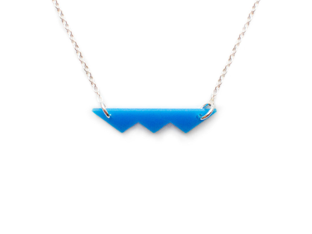 Hill Necklace - Affordable Acrylic Necklace - Yellow, Blue or Gray - Silver Chain - Made in USA - Brevity Jewelry