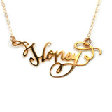 Honey Necklace - High Quality, Affordable, Endearment Nickname Necklace - Available in Gold and Silver - Made in USA - Brevity Jewelry